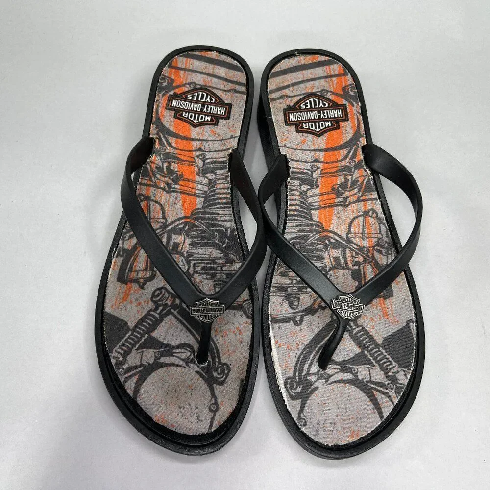 Harley Davidson Women's Size 9 Thong Flip Flop Sandals_3